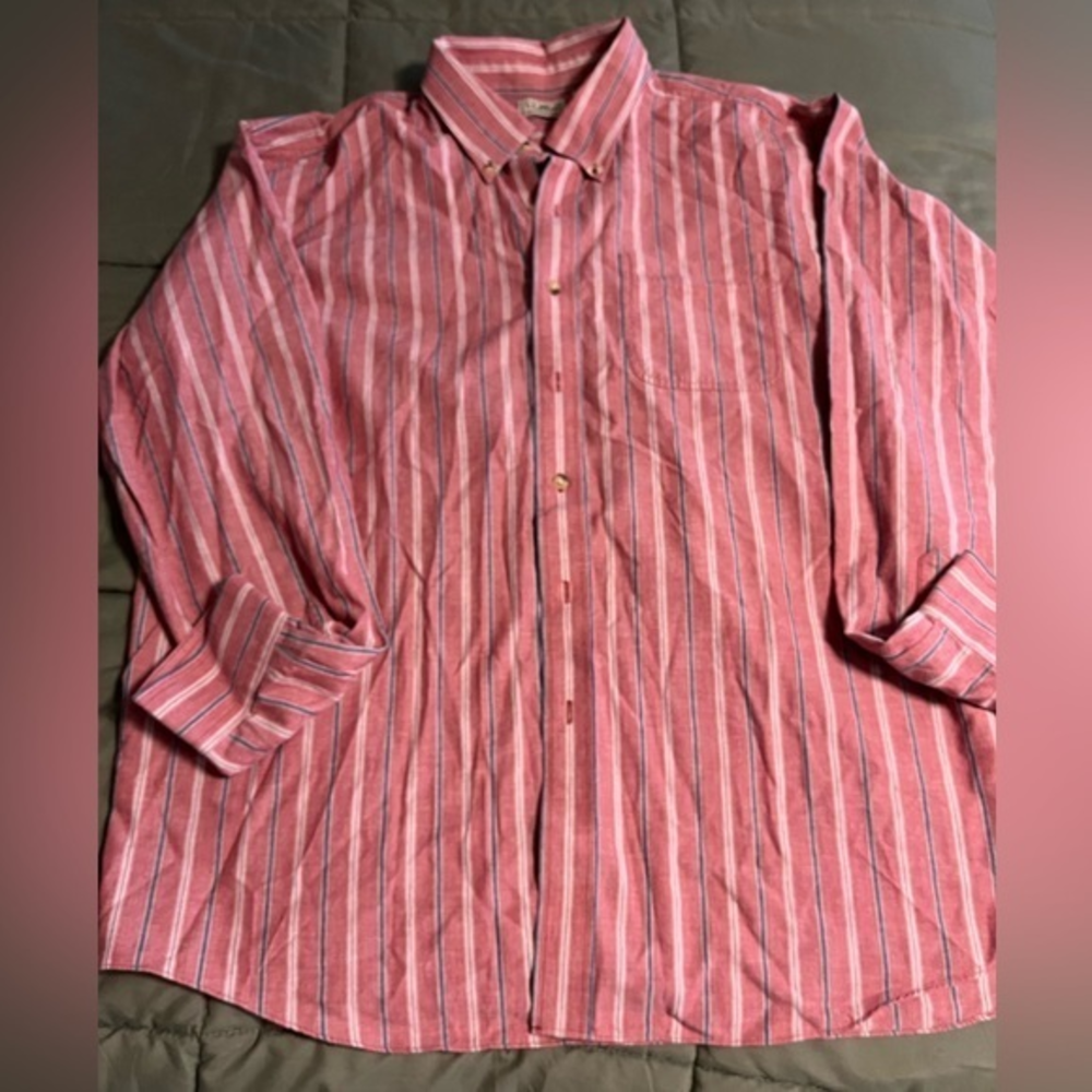 L.L.Bean Men's Striped‎ Button Down Red And Blue Colored Shirt Size XL